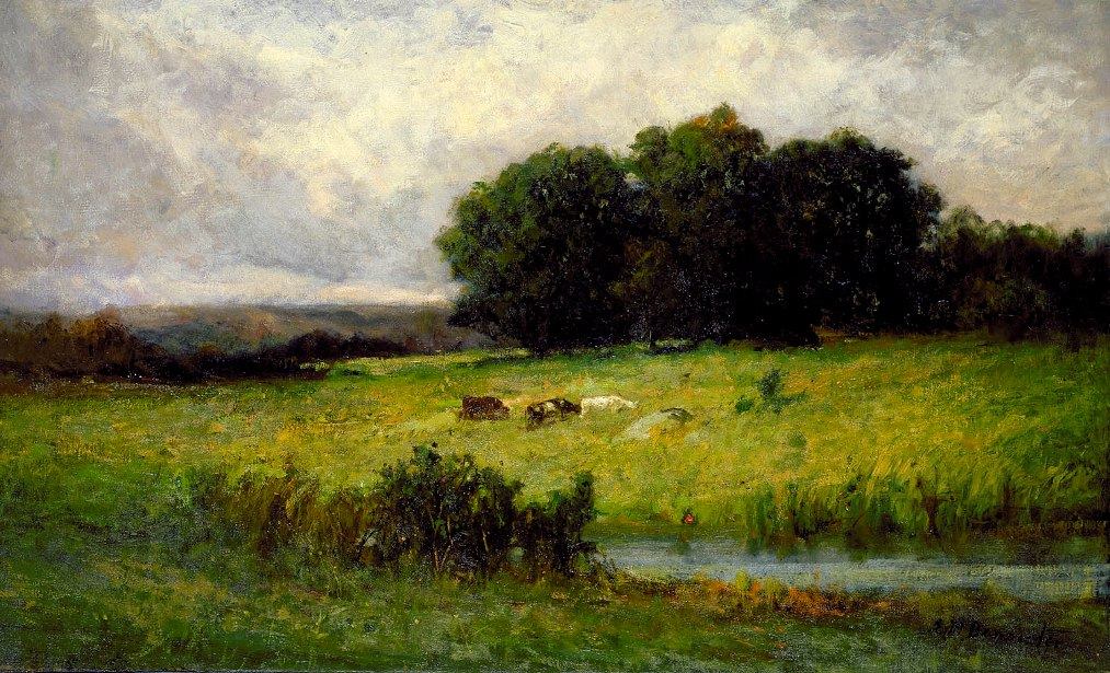 Edward Mitchell Bannister Bright Scene of Cattle near Stream